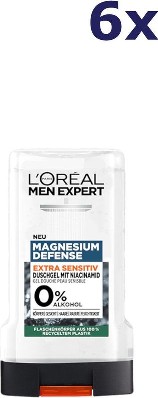 L'Oréal Paris - Men Expert - Magnesium Defense Extra Sensitive - Douchegel - 6 x 250 ml