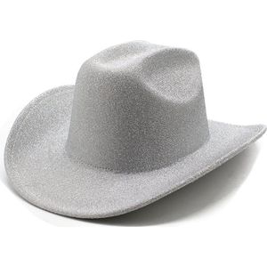 Cowboy Hoed - Glitter / Metallic Zilver | Verstelbaar | 56 - 58 cm | Fashion Favorite