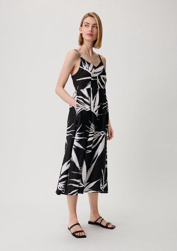 comma - Midi-jurk - Linnen - V-hals - Casual Elegant