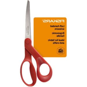 Multifunctional Left-Handed Scissors Ergonomically Shaped 20.3 cm Stainless Steel - Paper and Dust Scissors for Office Arts and Crafts - Red