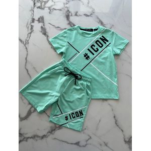 Jongens 2 delig sportief setje | Trainingsset Mint groen ""Icon"", verkrijgbaar in de maten 104 t/m 164