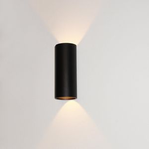 Wandlamp Brody 2 Zwart - Ø7,2cm - LED 2x4W 2700K 2x360lm - IP54 - Dimbaar > wandlamp binnen zwart | wandlamp buiten zwart | wandlamp zwart | buitenlamp zwart | muurlamp zwart | led lamp zwart | sfeer lamp zwart | design lamp zwart