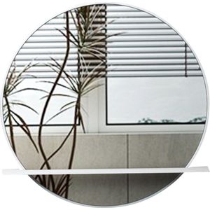 Nuvolix wandspiegel met plank - spiegel met plankje - spiegel rond - wandspiegel - ronde spiegel - ⌀80CM - wit