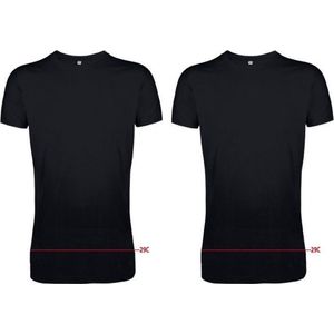 Set van 2x stuks longfit t-shirts zwart voor heren - extra lange shirts, maat: 2XL