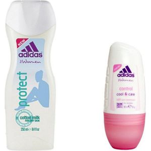 Adidas for Woman geschenkset - Douchegel Protect en Control Cool & Care Deo - 300 ml