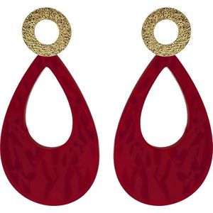 TABOO oorbellen RESIN RUBY, GOLD