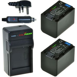 ChiliPower 2 x NP-FV70 accu's voor Sony - Charger Kit + car-charger - UK version