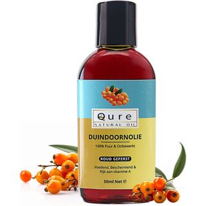 Duindoornolie 50ml | Biologisch | 100% Puur & Onbewerkt | Seabuckthorn | Duindoorn Olie voor de Huid, Haar en Lichaam | Huidolie | Haarolie