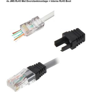 JMS® RJ45 EZ Type Krimp Connector Met Doorsteekmontage en RJ45 Boot Voor CAT5, CAT5e en CAT6 UTP Netwerkkabel. - 4 stuks
