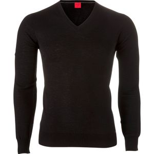 OLYMP Level 5 body fit trui wol met zijde - V-hals - zwart - Maat: L