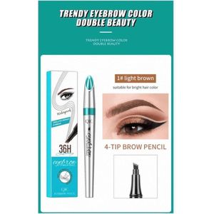 QIC Wenkbrauwpotlood - #1 - Licht Bruin - Waterdicht - 4-Tip Wenkbrauwpotlood