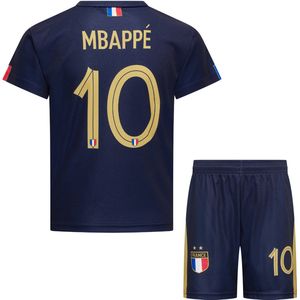 Kylian Mbappé - Frankrijk Thuis Tenue - voetbaltenue - Voetbalshirt + Broek Set - Blauw - Maat: 92
