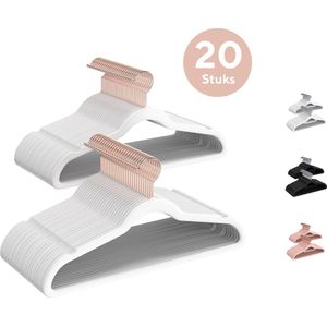 Life's Green® Velvet Hanger - Fluwelen Kleerhangers - 20 Stuks - Kledinghangers - Anti-slip - Velvet - Wit