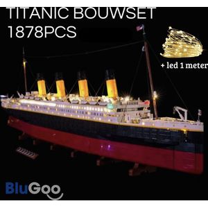BluGoo - Bouw je Eigen Titanic - 1878 Stuks blokjes incl. 1 Meter LED Verlicht - 3D Model Puzzel voor Kinderen en Volwassenen - Perfecte Cadeau - Speelgoed BluGoo Stijl Puzzel Blokjes - Ook als decoratie te gebruiken