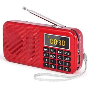 Draagbare FM Radio met Oplaadbare Batterij van 3000mAh - Klok/Wekker en Noodverlichting