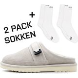 Dutch'D ® - Luxe pantoffel - Sloffen - Designer - Ease Mule Grijs Cream - Maat 37 - Echt wol! - Heerlijk warm - Ook voor buiten