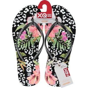 Xq Footwear Teenslippers Dames Polyester Zwart/wit/roze Mt 38