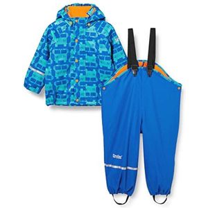 Unisex Kinderen Regenpak met Fleece Voering - Waterdichte Jas en Broek in Oceanblauw