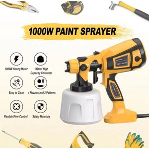 1000W Elektrische Spuitbus Pistool 1400Ml Hoge Capaciteit Container Gemakkelijk Schoon Te Maken Voor Meubelkasten Hekwerk Muren Deur Diy Werken