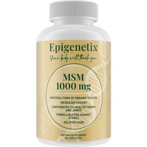 Epigenetix - MSM 1000mg - 90 premium tabletten - Vermindering van gewrichtspijn en ontstekingen, versneld spierherstel na inspanning, verbetering van de huidgezondheid, & ondersteuning van de immuniteit