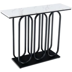 FURNIBELLA-Luxe Consoletafel 100 cm – Kunstmarmer Blad, Verstelbare Voetkussens, Stabiel Metalen Frame & Anti-Kantelset