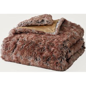 Plaids Cocooning - fleece deken - plaid - Wolf - bruin- Superzachte fleece - 200 cm x 150 cm