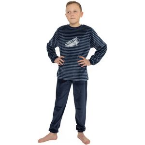 Outfitter velours jongens pyjama - Skate Park - 164 - Blauw
