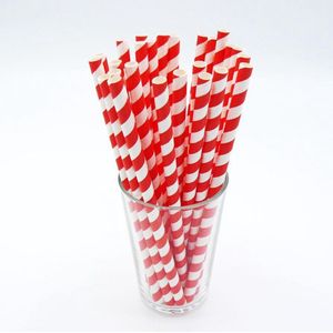 Papieren Rietjes - Rood & Wit - 25 stuks - 20 cm - Kartonnen Rietjes - Paper Straws