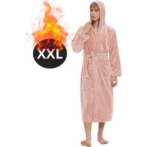 Bovista Badjas Heren - Fleece - Katoen - Badstof - Sauna - Hamam - Wafel - Bathrobe - Duster - Ochtendjas - Spa - Kimono - Roze XXL