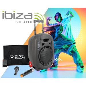 Ibiza PORT8UHF-MKII-TWS - draagbaar geluidssysteem met TWS en UHF-microfoon - 8 inch - Bluetooth - MP3 - artiesten - TWS-stereo