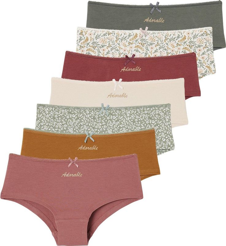 Vertbaudet - Set van 7 - Meisjesshorties - Glittertekst - Biologisch Katoen