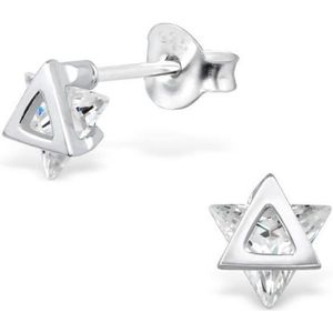 Aramat jewels ® - Zilveren oorbellen driehoek zirkonia 925 zilver transparant 6mm
