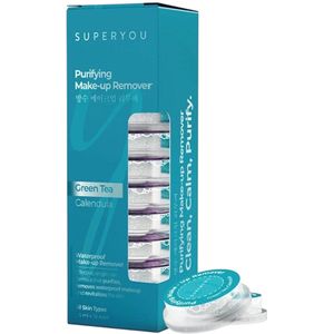 Superyou Purifying, Waterproof Make-up Remover Capsule - Compacte Make-up Remover Met Groene Thee & Calendula | Voor Onderweg | Zonder Fles | Hygiënisch & Snel, Compact & Reisvriendelijk - 4,5 ml x 10 stuks,