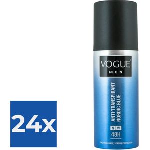 VOGUE Men Nordic Blue Anti-Transpirant Deodorant Spray 150 ML - Voordeelverpakking 24 stuks
