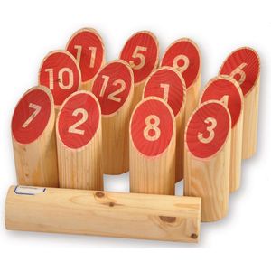 Number Kubb Dennenhout - Scandinavisch werpspel voor het hele gezin - Geschikt vanaf 4 jaar - Afmetingen Kubbs 5.5 x 5.5 x 15 cm - HOT Games