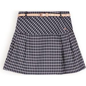 NoBell Meisjes rok geruit met riem - Nimmy - Navy blauw