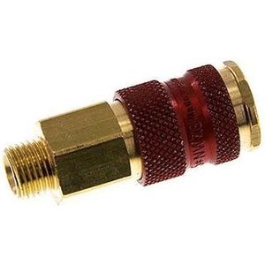 Messing DN 7.2 (Euro) Rood-Coded Luchtkoppeling Snelkoppeling G 1/4 inch Buitendraad - CLS7-M-B-RED-P-CD-014