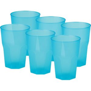 Santex drinkglazen frosted - turquoise - 36x - 420 ml - onbreekbaar kunststof - Cocktailglazen