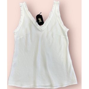 Dames Top Zijde Viscose Met Ruches Chastar - Offwhite - Maat S/M