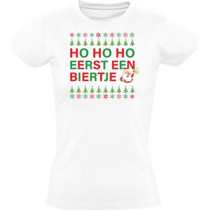 Ho ho ho eerst een biertje Dames T-shirt - kerst - feest - christmas - kerstman - bier - feestdagen - kerstmis - cadeau - grappig