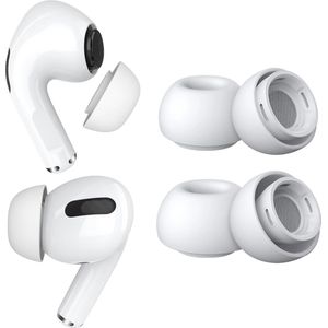 MMOBIEL 2 Paar Vervangende Oordopjes Tips Geschikt voor AirPods Pro Gen 1 & 2 - Antislip Siliconen Oordopjes met Ruisonderdrukkingsgat, Draagbare Opbergdoos en Passen in Oplaadcase – 1x M, 1x L – Wit