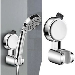 360° douchekopbeugel, verstelbare gegalvaniseerde douchestang, douchebeugel zonder stoten, zuignap douchebeugel 13x6cm (zilver)