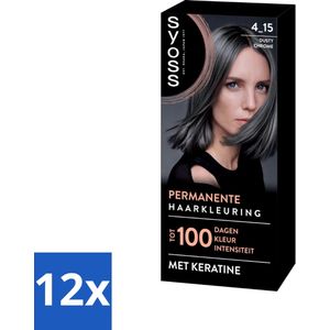 12 x SYOSS - Coloration 4-15 Dusty Chrome - Haarverf - Grijsdekking - Vermindert Haarbreuk - Permanente Haarkleuring - Haarkleur - Blond - Grijsdekking - Keratine