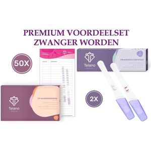 Telano 50x Ovulatietest Premium + 2x Zwangerschapstest Premium Voordeelset met Ovulatiekalender