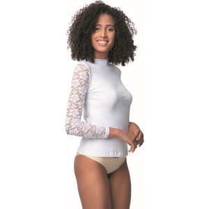 Onderhemd Kanten Body Met Lange Mouwen-Ondergoed Voor Dames-Wit-L