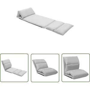 The Living Store Vloerstoel inklapbaar microvezel lichtgrijs - Vloerstoel - Lounge Bed - Microfiber - Vouwstoel - Relaxfauteuil