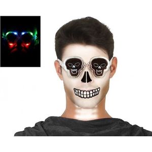 Halloween Halloween/horror doodskoppen bril met groene verlichting voor volwassenen - Halloween verkleed accessoire