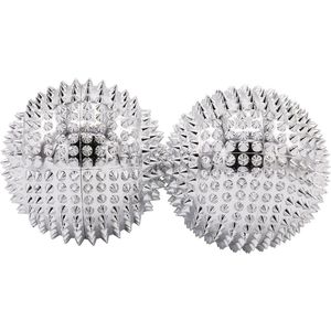 Twee magnetische massageballen voor acupressuur | Zelftherapeutische egelballen voor hand- en voetmassage | 55 mm diameter | 474 acupressuurnaalden