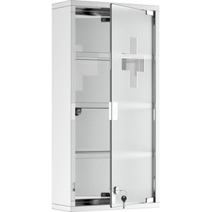 4goodz Medicijnkastje EHBO-kastje met slot RVS 12x30x60 cm