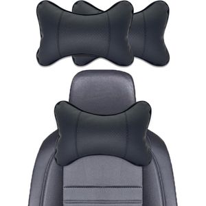 Aanpassing van de titel: 2 stuks nekkussen auto bestuurder van PU-leer en katoen voor hoofdsteun autohoofd autostoel speelstoel bureaustoel (zwart b2)